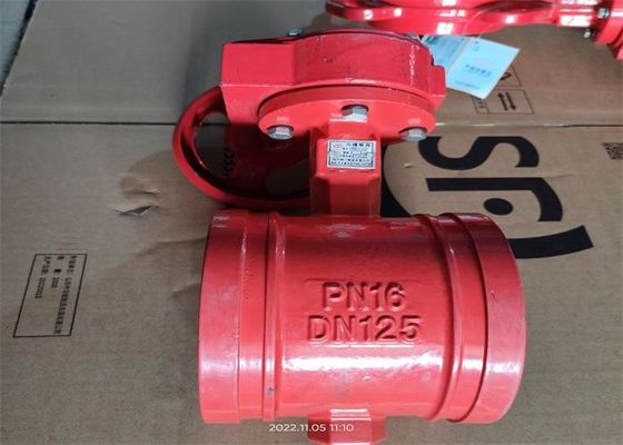 Dn100 Mm Red Butterfly Valve Water Medium Fire Protection