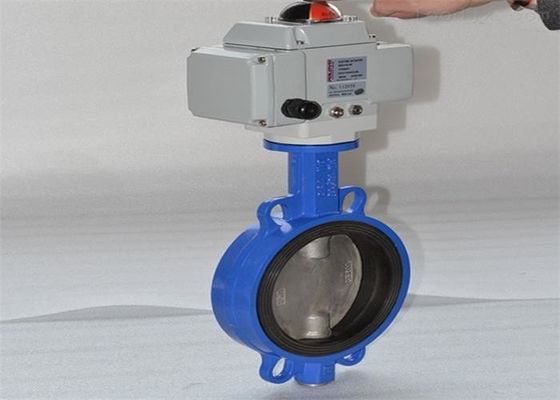 Wafer Ductile Cast Iron Butterfly Valve , 1.6 Mpa Electric Actuated Butterfly Valve