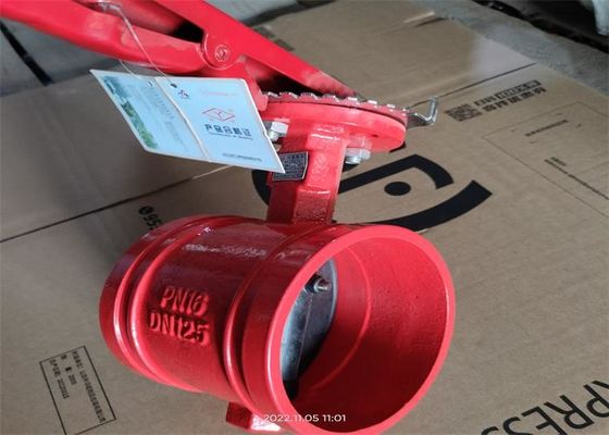 Size 100mm Medium Water Butterfly Fire Protection Valves Clamp Connection