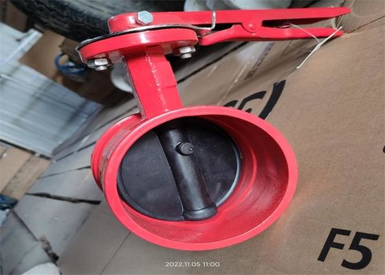 Size 200mm Red Butterfly Valve Fire Protection Clamp Connection