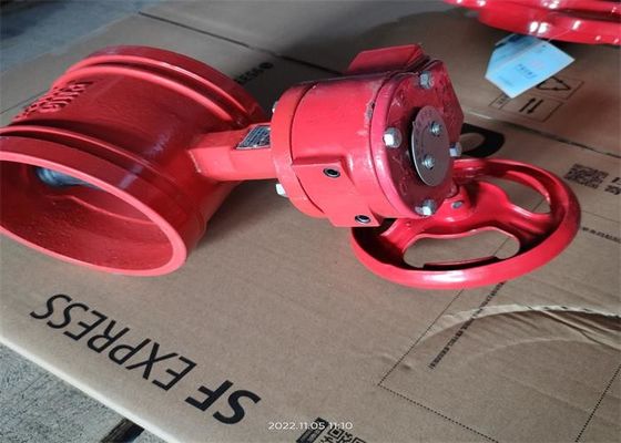 Turbine Groove Red Butterfly Valve Red Color Dn100 Mm