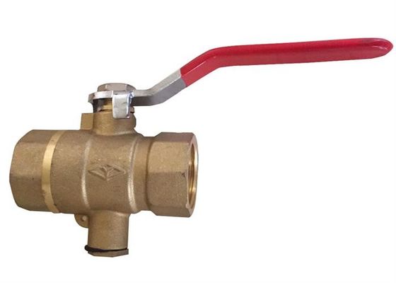 Leakproof Lockable Brass Ball Valve , PTFE Ring Threaded Ball Valve